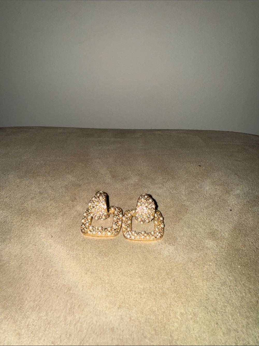 Zara Gold-Tone Crystal Square Drop Earrings